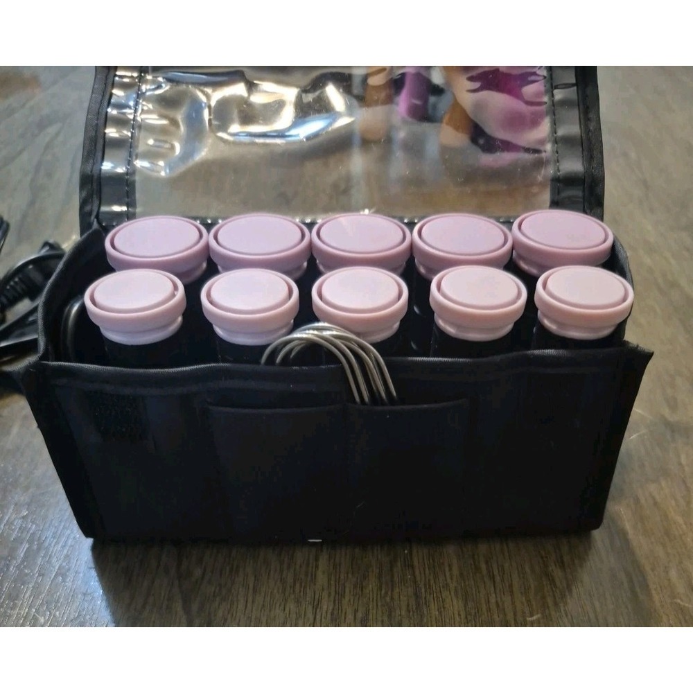 Remington Travel Ceramic Hot Rollers Set 10 Curlers 9 Clips Compact Hair Styling